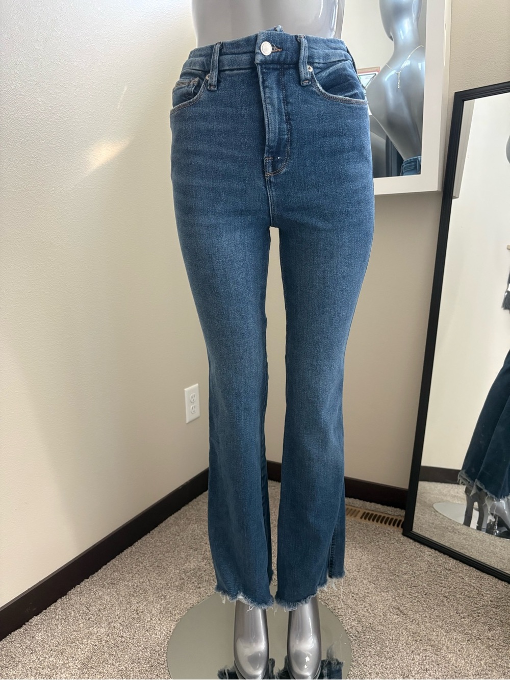 Good American Blue Bootcut High-Rise Jeans